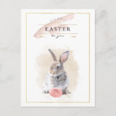 イースタースタイリッシュバニー |ハッピーイースター水彩アート ポストカード (正面)