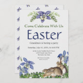 イースタースタイリッシュパーティーブルーフローラうさぎ水色 (正面/裏面)