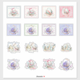 イースタースティッカーのバンニとバスケットかわいい シール