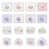 イースタースティッカーのバンニとバスケットかわいい シール (正面)