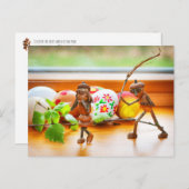 イースタースティックのイースターポストカードとコーン小妖精や小人 ポストカード (正面/裏面)