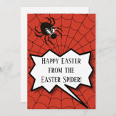イースタースパイダーたくさんの卵からのハッピーイースター シーズンカード (正面/裏面)