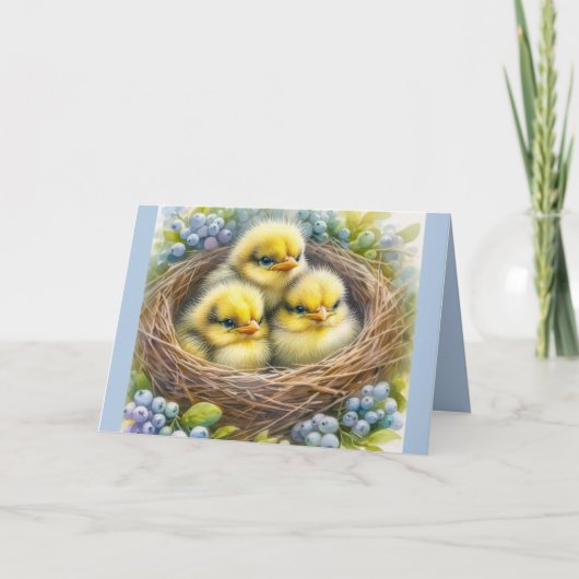 イースタースプリングタイムグリーティングカード(ベビーチックス) サンキューカード (正面)