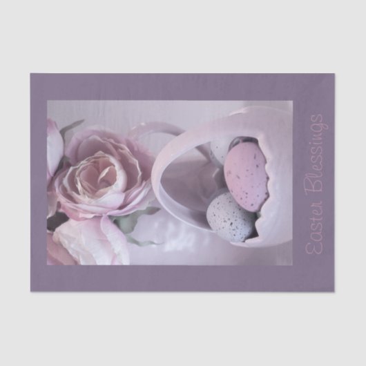 イースターセラミックバスケット(卵と花のバラ) 薄葉紙 (正面)