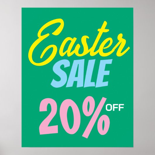 イースターセールのサイン、20%オフ販売のサイン、イースターセール ポスター (正面)