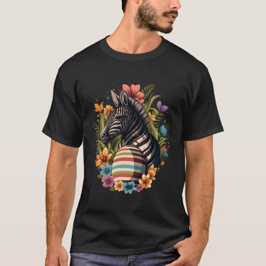 イースターゼブラにイースターゼブラバニーの卵 Tシャツ (正面)