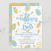 イースターソーホッピーの2人の男の子誕生日 招待状 (正面/裏面)