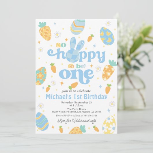 イースターソーホッピーは1人の男の子になる誕生日 招待状 (スタンド正面)