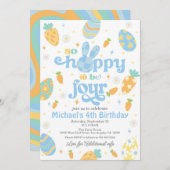 イースターソーホッピーは4人の少年になる誕生日 招待状 (正面/裏面)