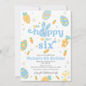 イースターソーホッピーは6人の男の子になる誕生日 招待状 (正面)
