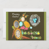 イースタータイムバニーエッグつる植物ウォッチハッピーイースター 案内状 (正面)