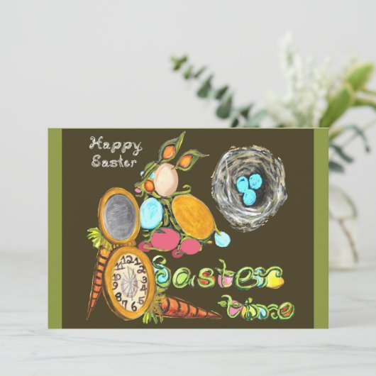 イースタータイムバニーエッグつる植物ウォッチハッピーイースター 案内状 (スタンド正面)