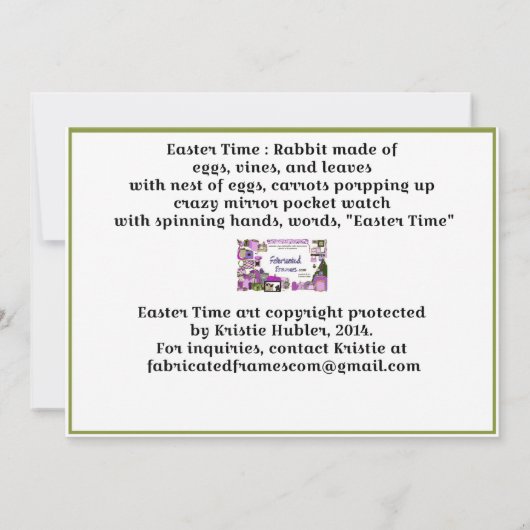 イースタータイムバニーエッグつる植物ウォッチハッピーイースター 案内状 (裏面)