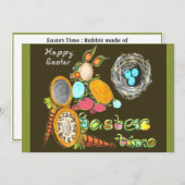 イースタータイムバニーエッグつる植物ウォッチハッピーイースター 案内状 (正面/裏面)
