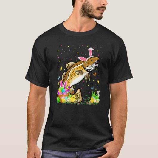 イースタータラの魚バニー卵狩りタラのイースターサンダ Tシャツ (正面)