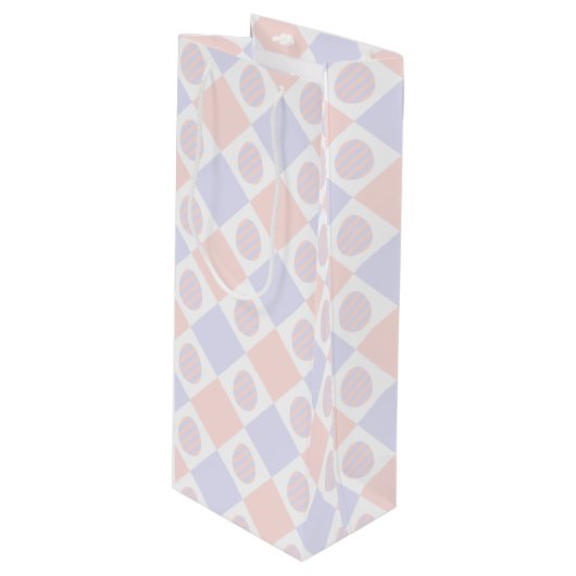 イースターダイヤモンドの卵飾付きパターン ワインギフトバッグ (正面アングル)