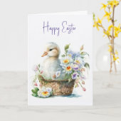 イースターダック入りバスケット カード (黄色い花)