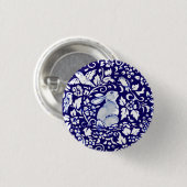 イースターダークブルー&ホワイトラビットデダムデルフト 缶バッジ (正面&裏面)