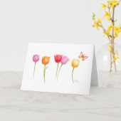 イースターチカラフルューリップバタフライ春恵み カード (黄色い花)