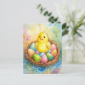 イースターチキンと卵のイラストレーション シーズンポストカード (スタンド正面)