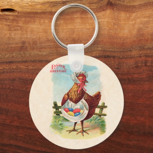 イースターチキンファームかわいいアンティーク卵 キーホルダー (正面)