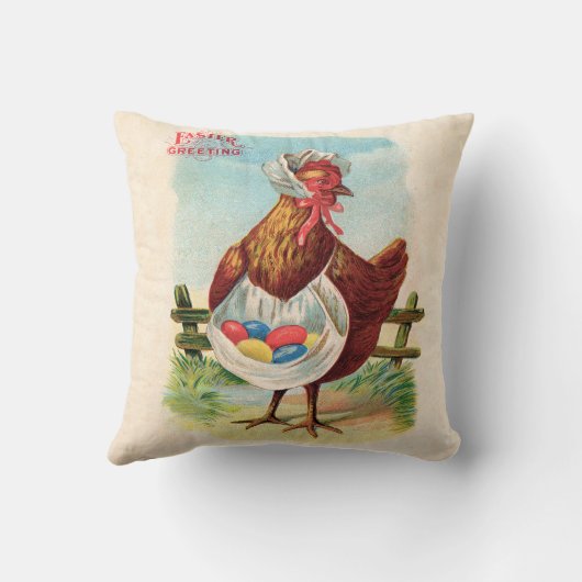 イースターチキンファームかわいいアンティーク卵 クッション (裏面)