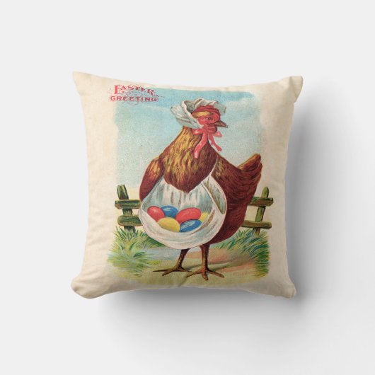 イースターチキンファームかわいいアンティーク卵 クッション (正面)