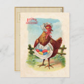 イースターチキンファームかわいいアンティーク卵 シーズンポストカード (正面/裏面)