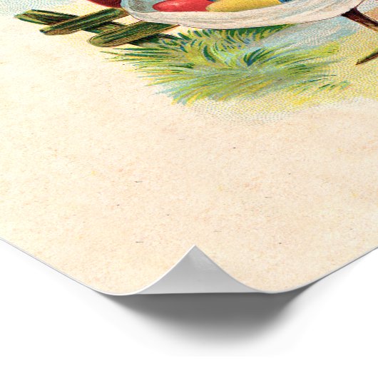 イースターチキンファームかわいいアンティーク卵 ポスター (角)