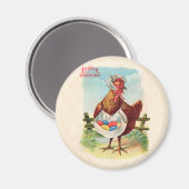 イースターチキンファームかわいいアンティーク卵 マグネット (正面/裏面)