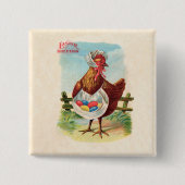 イースターチキンファームかわいいアンティーク卵 缶バッジ (正面)