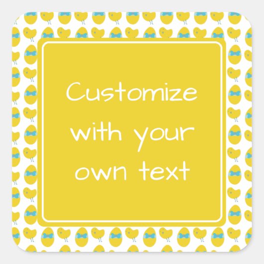 イースターチキン&エッグカスタム文字 スクエアシール (正面)