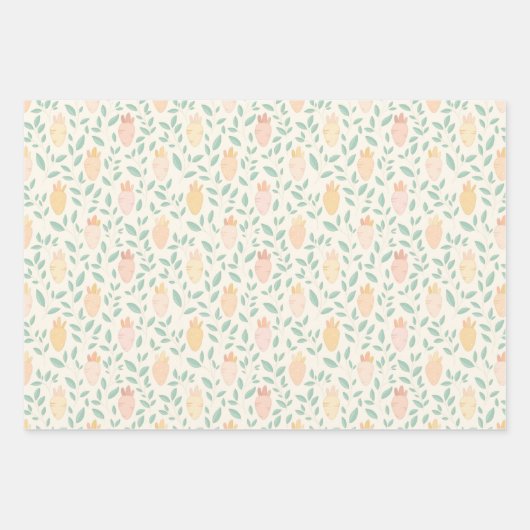 イースターチキン&ニンジンのギフトラップ ラッピングペーパーシート (正面2)