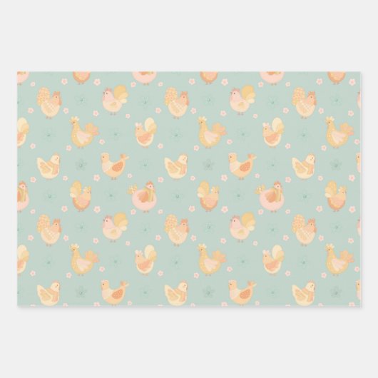 イースターチキン&ニンジンのギフトラップ ラッピングペーパーシート (正面)