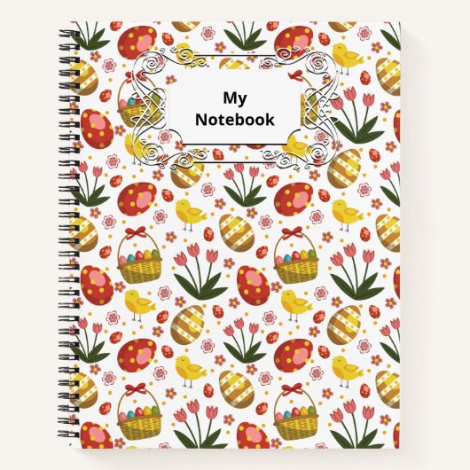 イースターチックフラワーエッグお祝い ノートブック (正面)