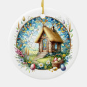 イースターチニーログチャーチエッグステンドグラス花 セラミックオーナメント (裏面)