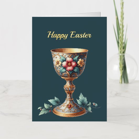 イースターチャリスカップフローライラストレーション 箔シーズンカード (正面)