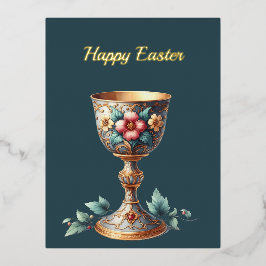 イースターチャリスカップフローライラストレーション 箔シーズンポストカード