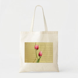 イースターチューリップ金ゴールドタイポグラフィ トートバッグ