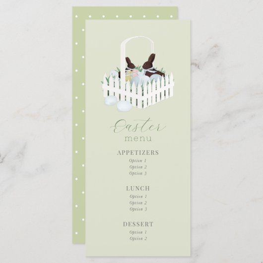 イースターチョコレートバニーバスケットメニュー メニュー (正面/裏面)