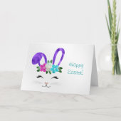 イースターティール（緑がかった色）ラビットハッピー顔 シーズンカード (正面)