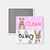 イースターテディベアクリーン汚れた食洗機マグネット マグネット (正面/裏面)