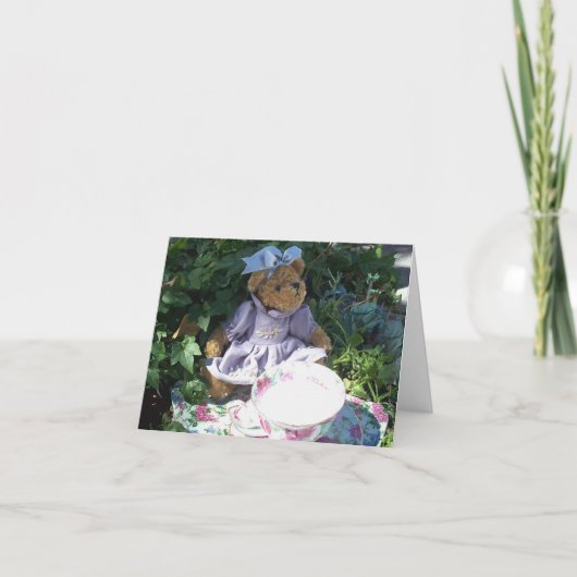 イースターテディー・ベアのティーセットのノートの挨拶状の写真 シーズンカード (正面)