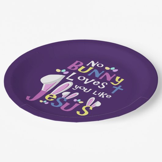 イースターテーブルの装飾-イースターのウサギ ペーパープレート (アングル)