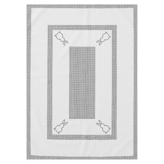 イースターテーブルクロス60x84市松模様にインチ、ドット、ウサギ テーブルクロス (正面)