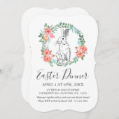 イースターディナーバニーボホフローラウォーターカラー招待状 シーズンカード (正面/裏面)