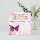 イースターディナーパーティーバタフライデザイン 招待状 (スタンド正面)