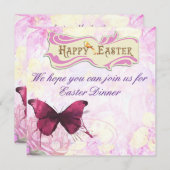 イースターディナーパーティー バタフライデザイン 招待状 (正面/裏面)
