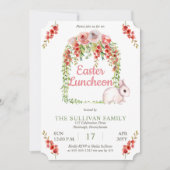イースターディナー ウサギ フラワー | つる フレーム 招待状 (正面)