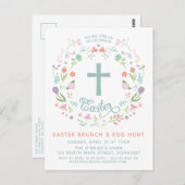 イースターディナー、ブランチ、クロス付きポストカード ポストカード (正面/裏面)
